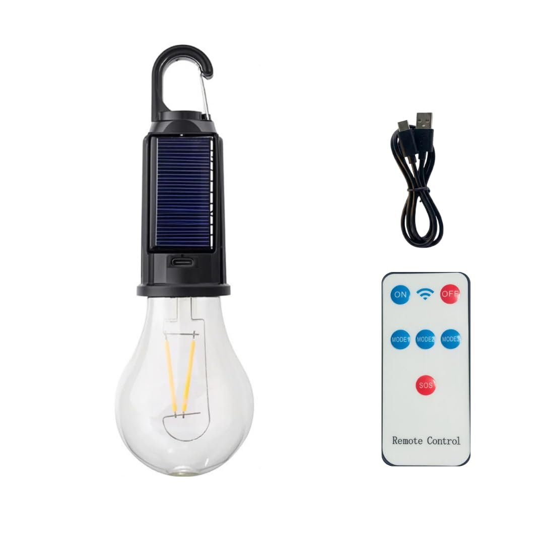 Kamp Lambası Feneri Vintage LED Kamp Feneri Suya Dayanıklı Açık Yürüyüş için Kamp Işık Lambası Elektrik Kesintisi Acil Ev Arka Bahçe Verandası Balkon Teras (Solar Ampul)