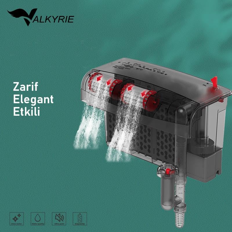 Valkyrie Askılı Akvaryum Şelale Filtre 10W 800 L/H 6’lı Filtre Yüzey Temizleyici