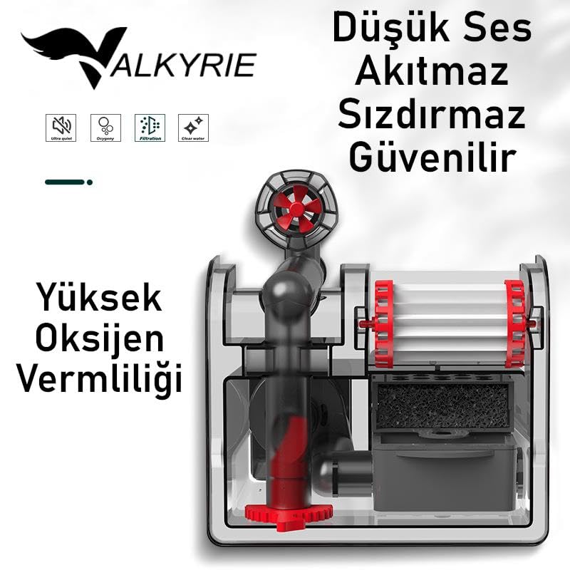 Valkyrie Askılı Akvaryum Şelale Filtre 5W 350 L/H Ayarlanabilir Debi Yüzey Temizleyici