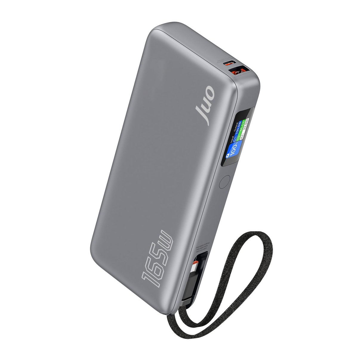 Juo 20000mAh 165W LED Ekranlı Type-C Kablolu Powerbank USB-A + USB-C Macbook Notebook Telefon Taşınabilir PD Hızlı Şarj Cihazı