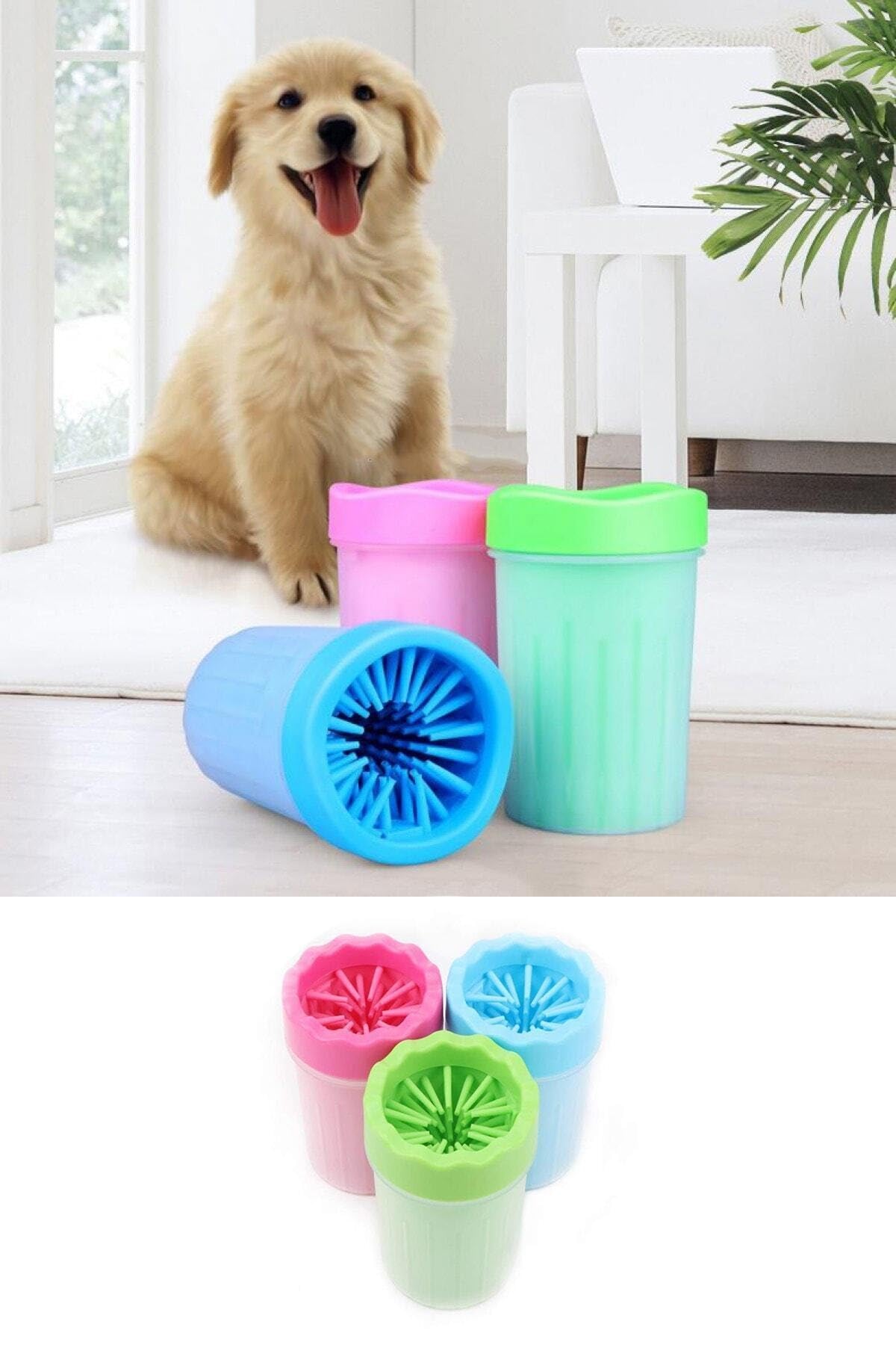 Buffer Silikon Jel Fırçalı Kedi Köpek Pati Ayak Yıkama Kovası, Çok Renkli