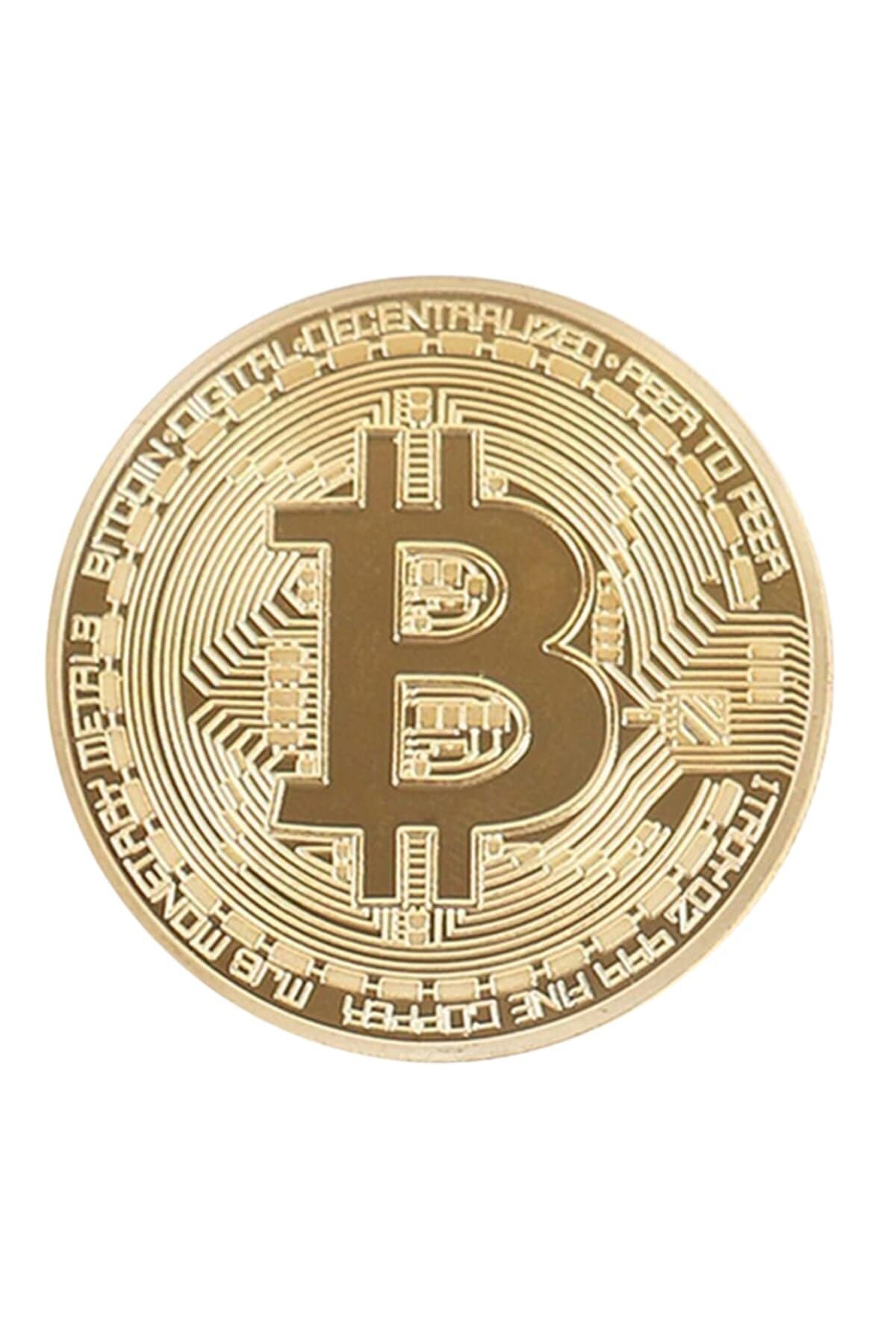 Buffer Bitcoin Madeni Hatıra Parası, Altın Rengi, 4,5 cm, 3 Adet Set