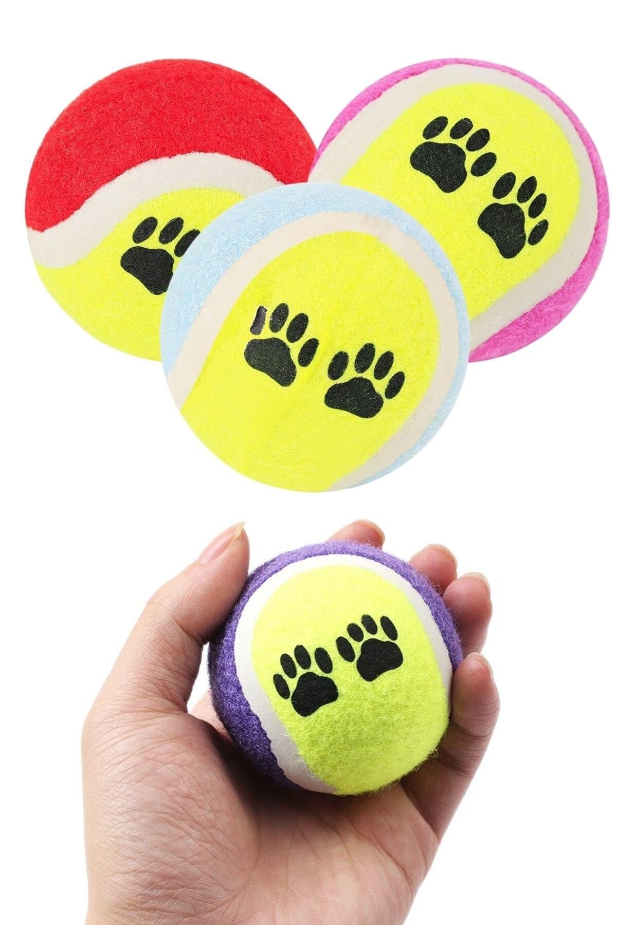 Buffer Renkli Desenli Tenis Topu Köpek Oyuncağı, 9 Adet, Karışık Renkli