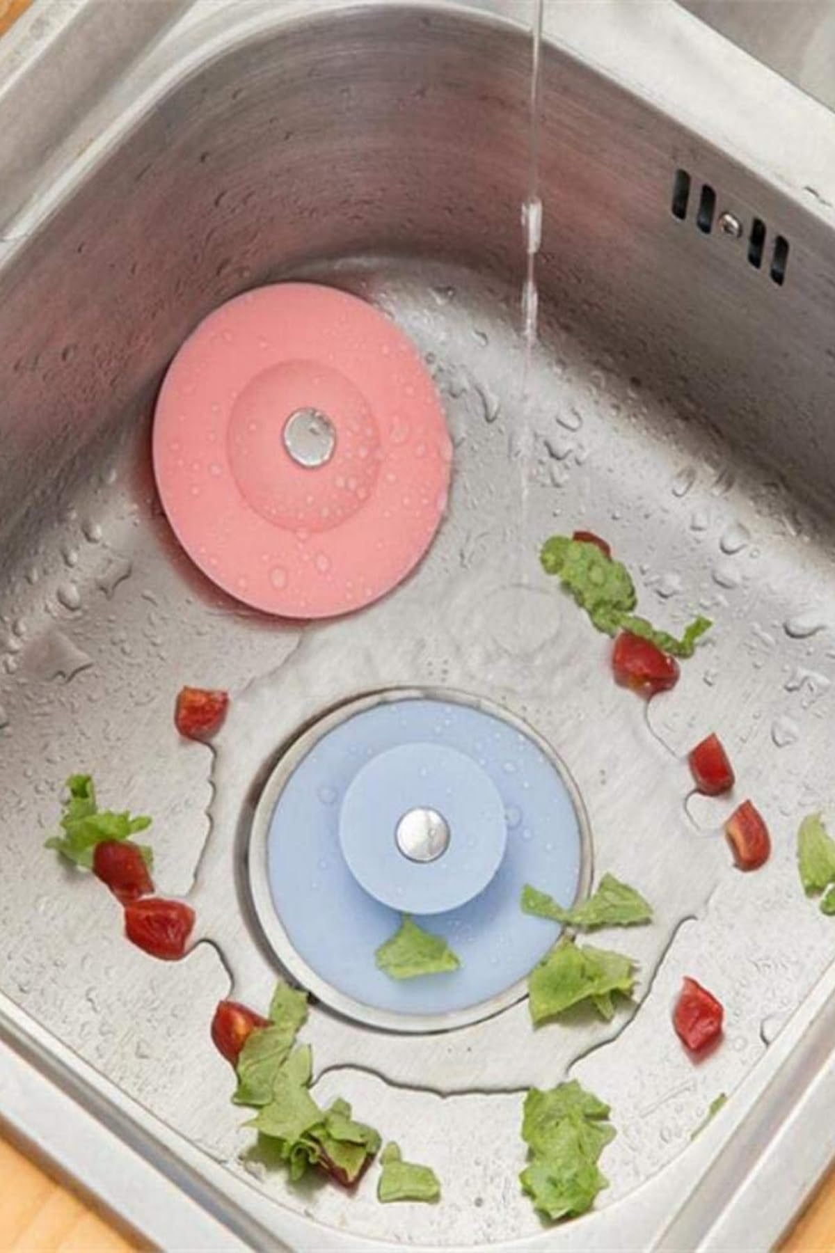 Buffer Silikon Banyo Mutfak Lavabo Gider Süzgeci, 4'lü Set, Karışık Renkler C15YT1190
