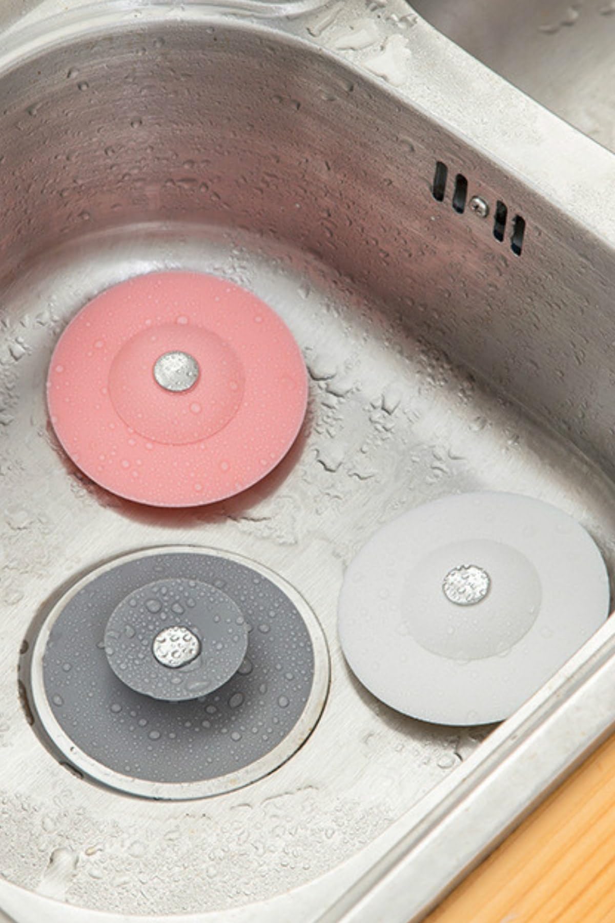 Buffer Silikon Banyo Mutfak Lavabo Gider Süzgeci, 4'lü Set, Karışık Renkler C15YT1190