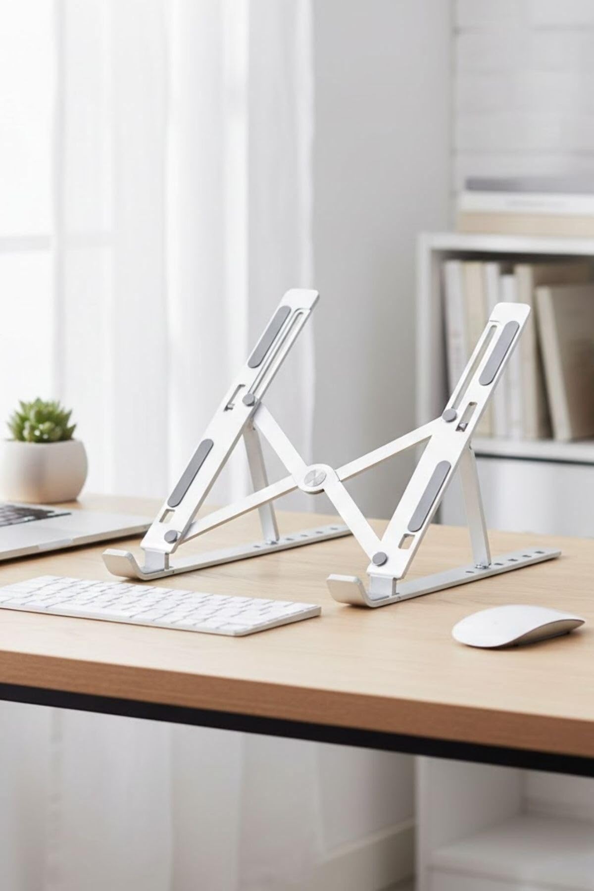 Buffer Plastik Katlanır Tablet Standı, Ayarlanabilir Açılı, Taşınabilir Masaüstü Telefon ve Tablet, Gri