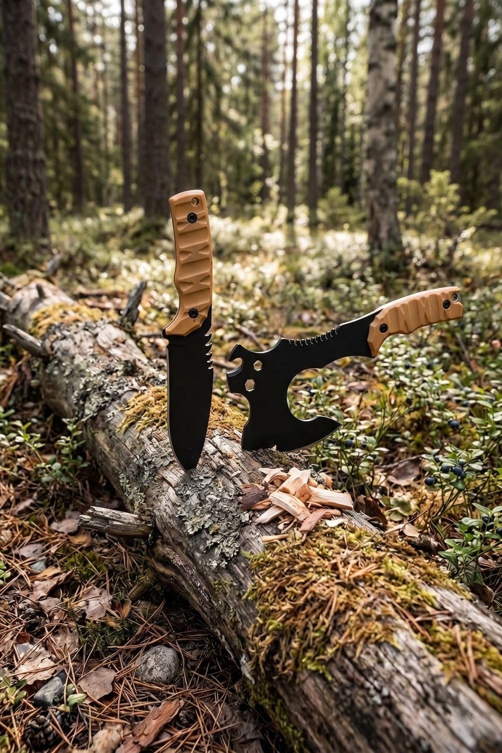 Orret Home Kamp Baltası ve Bıçak Seti Deri Kılıflı Outdoor Balta Bıçak Seti Kamp Bıçağı Avcı Bıçağı Çok Amaçlı Survival Set (ASORTİ RENK)