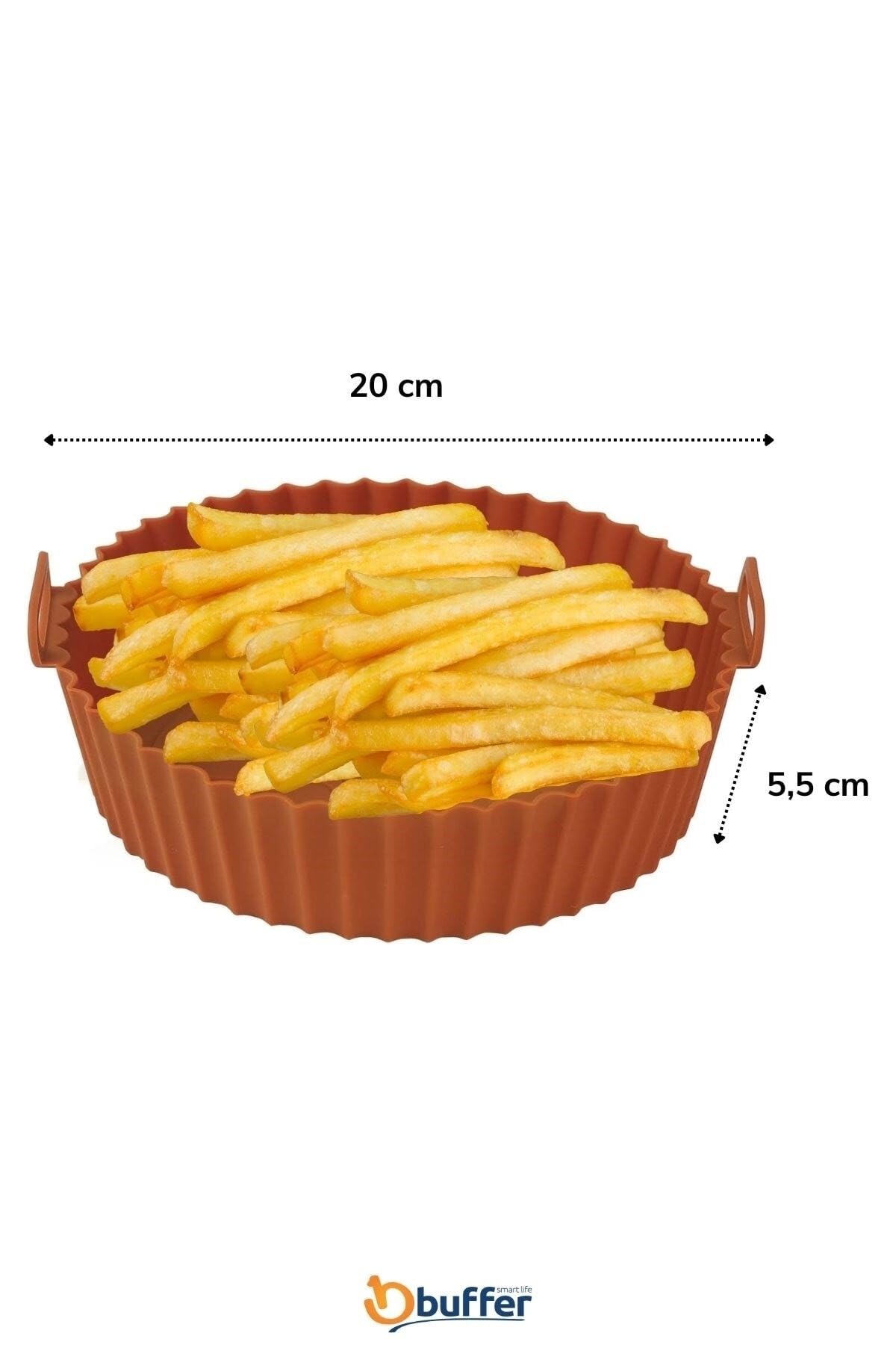 Buffer 3 Adet Isıya Dayanıklı Yıkanılabilir Silikon Fırın ve Airfryer Yuvarlak Pişirme Matı, 20 cm TYC00738687586
