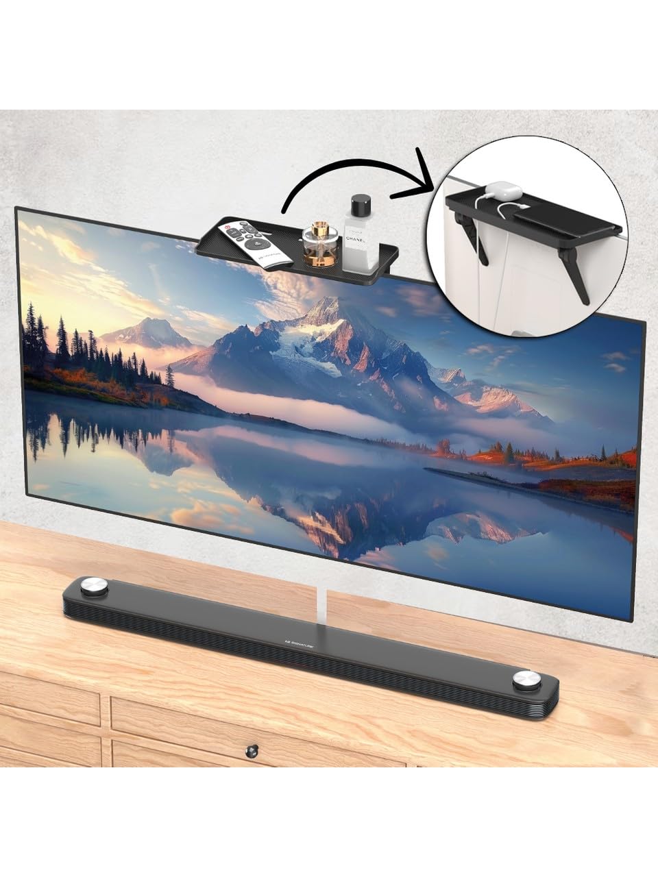 Orret Home Monitör Üstü Stand Organizer Düzenleyici Raf TV Üstü Stand Ekran Üstü Raf Kurulumsuz Ayarlanabilir Monitör Rafı Masaüstü Düzenleyici Kaymaz Yüzey TV Rafı