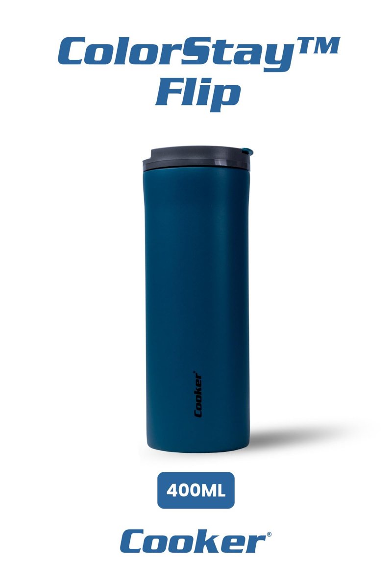 Cooker ColorStay Flip 304 Paslanmaz Çelik 400 ml Termos, Lacivert, 6 Saat Sıcak Soğuk Tutma
