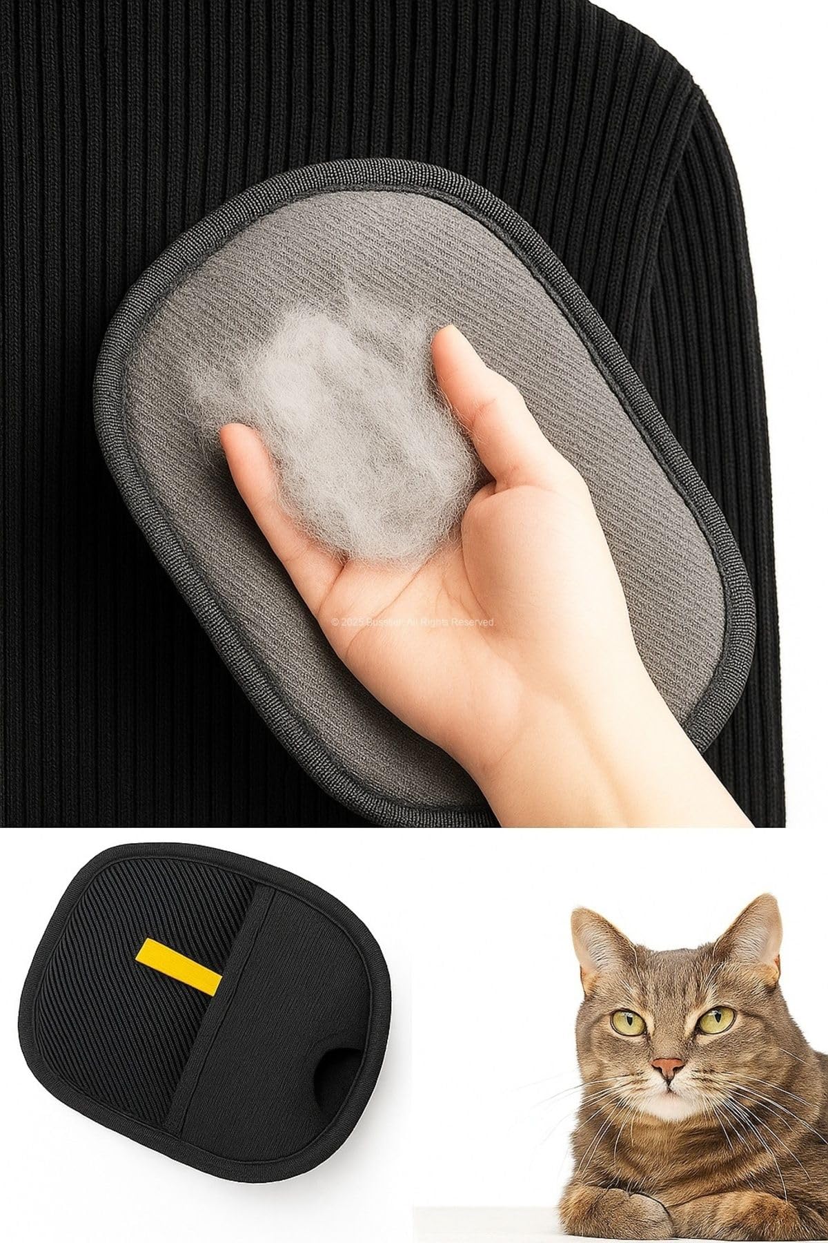 Busstier Statik Tüy Toplayıcı Eldiven ve 20 Peluş Toplu Kedi Tabancası Eğlence Seti