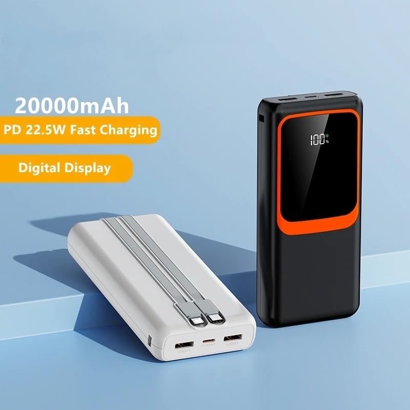 20.000 Mah Powerbank 22.5W Hızlı Şarj Taşınabilir Şarj Cihazı Çok Kablolu Dijital Göstergeli
