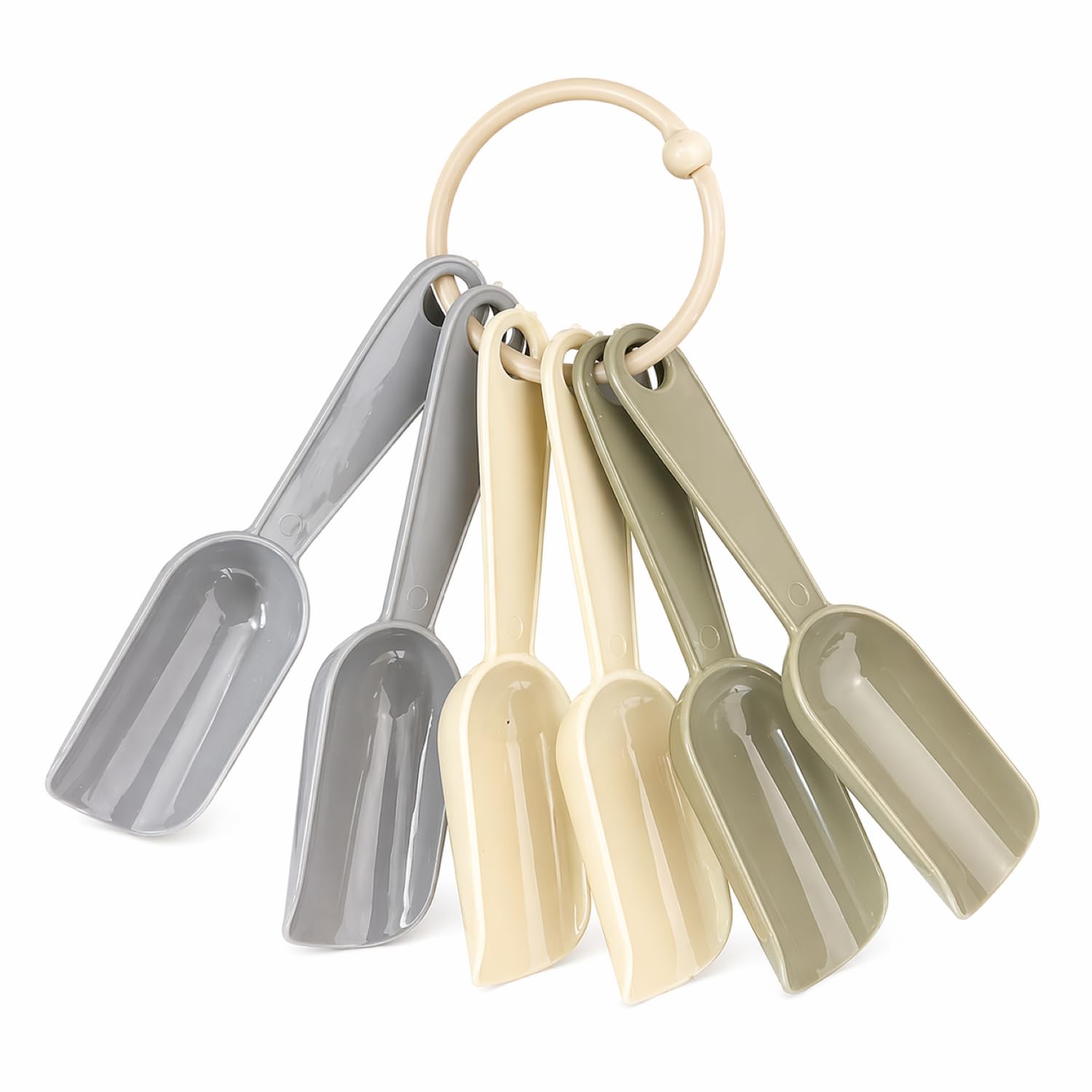Orret Home 6’lı Mini Baharat Kaşığı Seti Plastik Ölçü Kaşığı Baharat Küreği Kahve Şeker Tuz Ölçme Kaşığı Halkalı Mutfak Ölçü Seti (ASORTİ RENK)