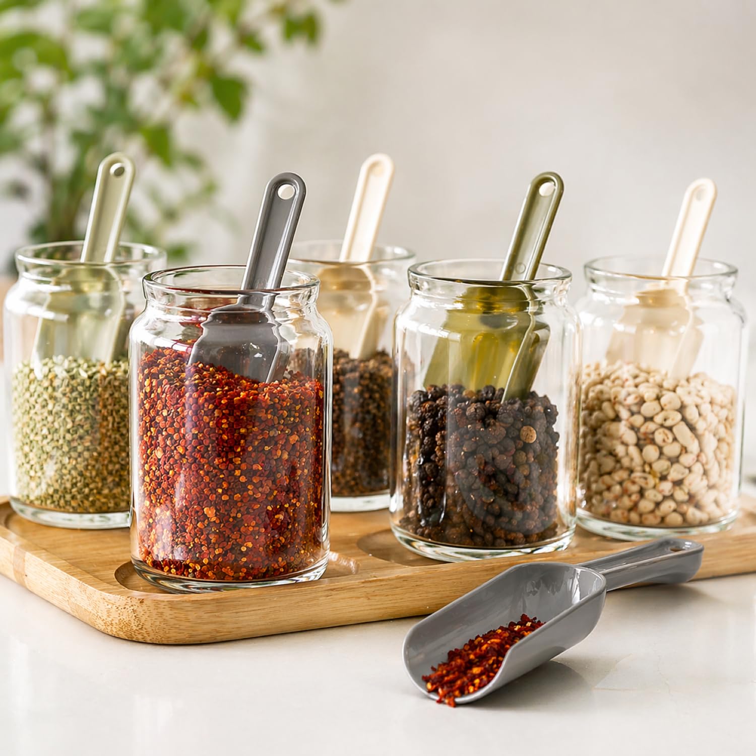 Orret Home 6’lı Mini Baharat Kaşığı Seti Plastik Ölçü Kaşığı Baharat Küreği Kahve Şeker Tuz Ölçme Kaşığı Halkalı Mutfak Ölçü Seti (ASORTİ RENK)