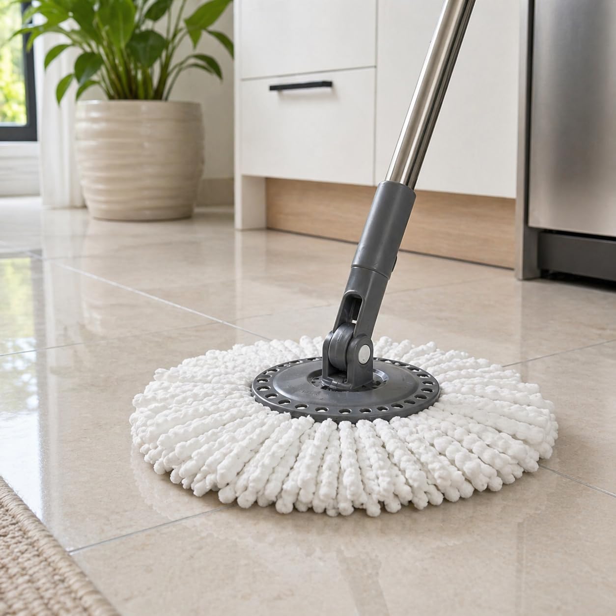 Orret Home Döner Vileda Yedek Mop Ucu Mikrofiber Temizlik Bezi 35 cm Tüm Modellerle Uyumlu Vileda Başlığı Döner Mop Bezi Yedek Parça Kolay Tak Çıkar Spın Püskülü