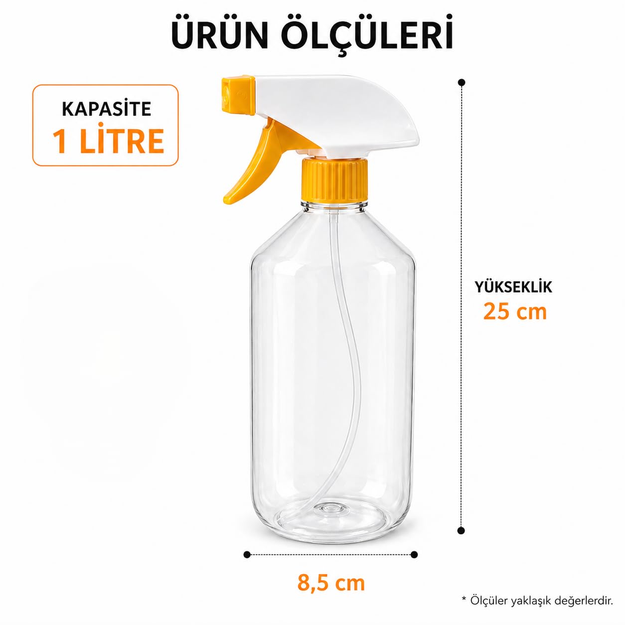 Orret Home Sprey Boş Sprey Şişesi Fısfıs Şişe Berber Spreyi Çiçek Sulama Spreyi Temizlik Sprey Şişesi Çok Amaçlı Kullanım (1 Litre)