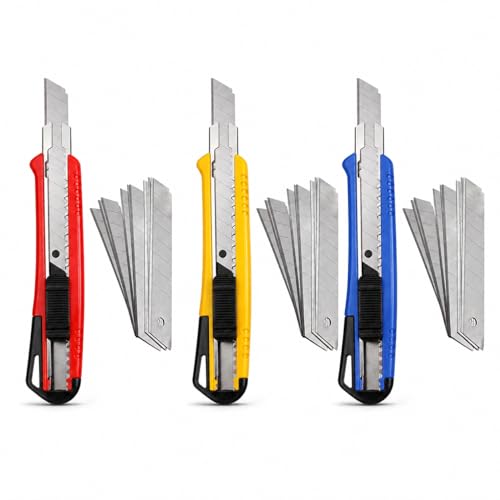 Orret Home Mini Falçata Seti 9mm Maket Bıçağı + 10 Adet Yedek Bıçak Küçük Boy Kesici Falçata Hassas Kesim Karton Kağıt Plastik Kesme Bıçağı (ASORTİ RENK)