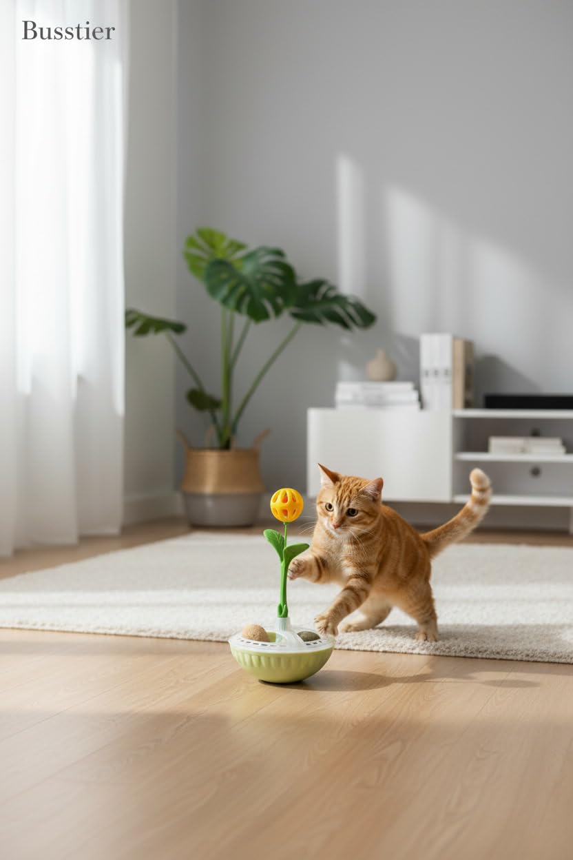 Busstier Kedi Oyuncağı Catnip Tumbler Cıngıraklı Yuvarlanan Otomatik Hareketli Kedi Eğlence Oyuncağı Denge Tabanlı İnteraktif Oyuncak
