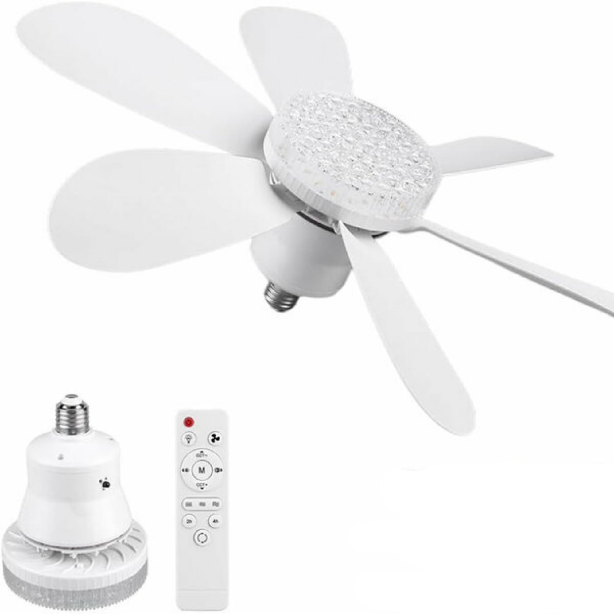 AEE® 2’si 1 Arada Tavan Vantilatör & Avize Lamba 52 cm Kumandalı | 6 Kanat | 3 Kademe Hız | Beyaz-Sarı-Doğal Işık | Sinek Kovucu