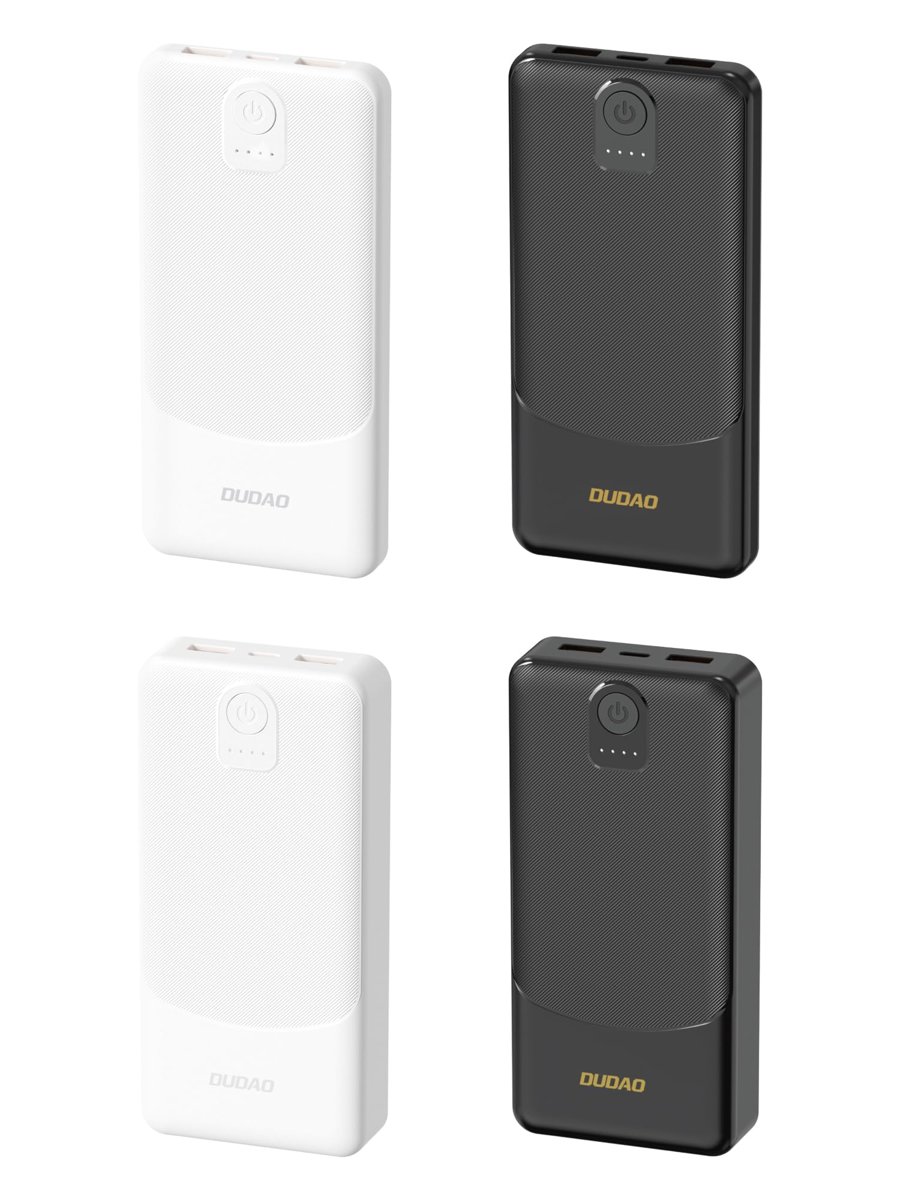 Dudao K10PRO Powerbank, 20000mAh, 2x USB-A Çıkışlı, 2.4A Hızlı Şarj, Taşınabilir Harici Batarya (Beyaz)