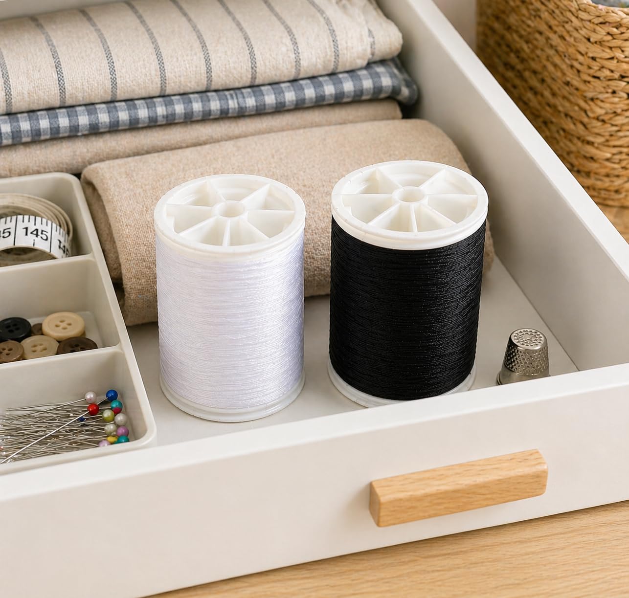 Orret Home 2x500 Metre Dikiş İpi Seti Siyah Beyaz – Makine İpi, Nakış İpi, Dayanıklı Dikiş İpliği, Hobi ve Terzilik İçin Profesyonel Set
