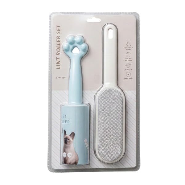 AEE® Tüy Toplama Seti 2’li | 60 Yaprak Yapışkanlı Rulo + Kumaş Tüy Temizleme Fırçası | Kedi Köpek Tüy Toplayıcı