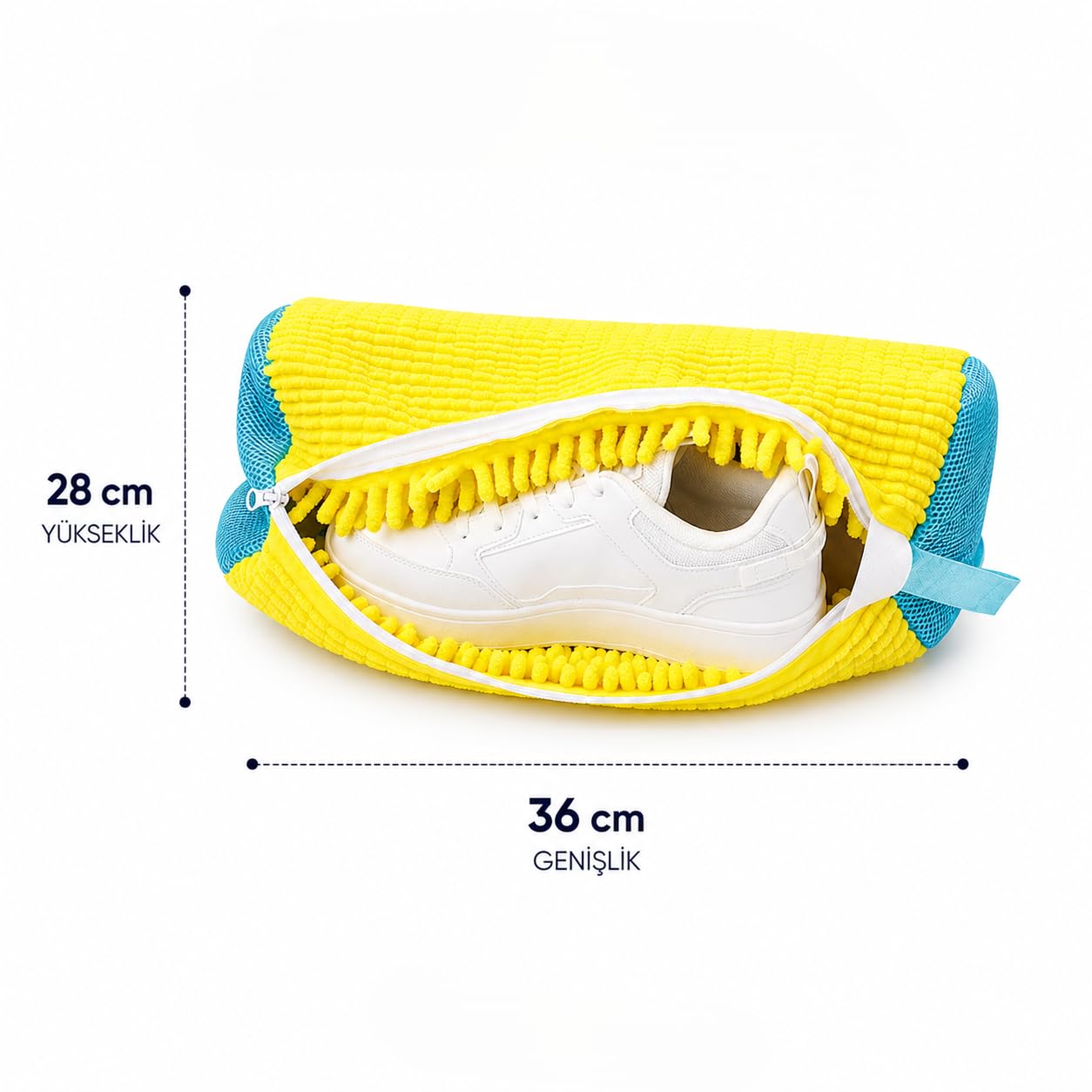 Orret Home Mikrofiber Ayakkabı Yıkama Filesi Fermuarlı Ayakkabı Yıkama Torbası Makarna Tasarım Çamaşır Makinesi Koruyucu Yıkama Çantası 1 Adet (ASORTİ RENK)