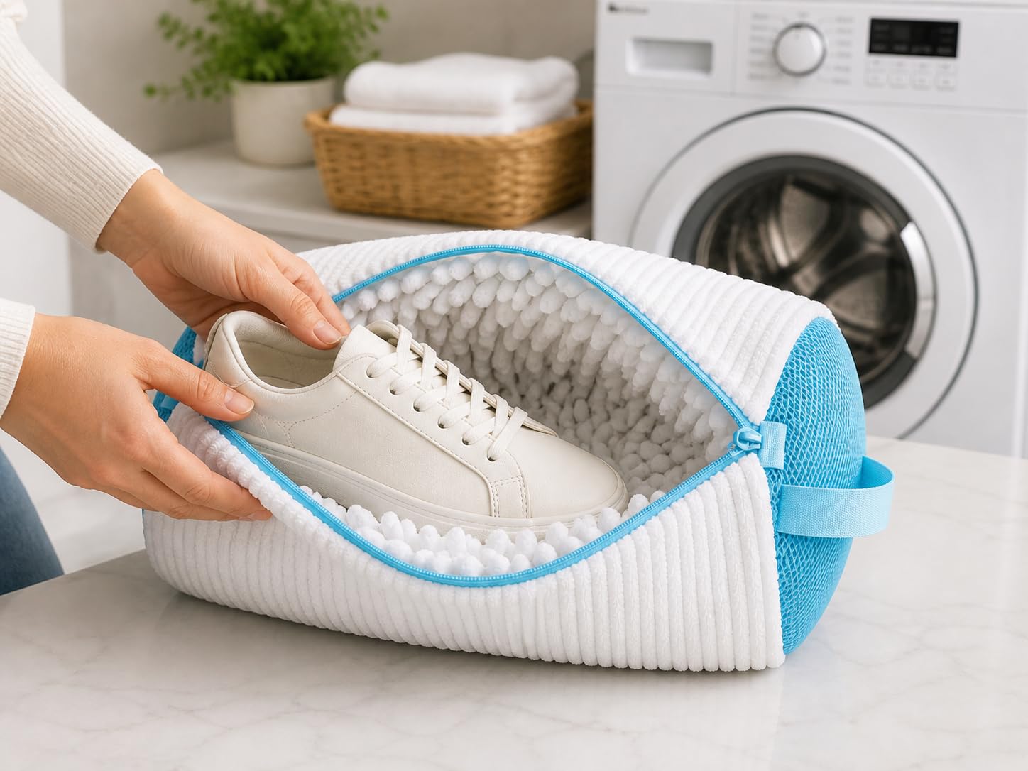 Orret Home Mikrofiber Ayakkabı Yıkama Filesi Fermuarlı Ayakkabı Yıkama Torbası Makarna Tasarım Çamaşır Makinesi Koruyucu Yıkama Çantası 1 Adet (ASORTİ RENK)