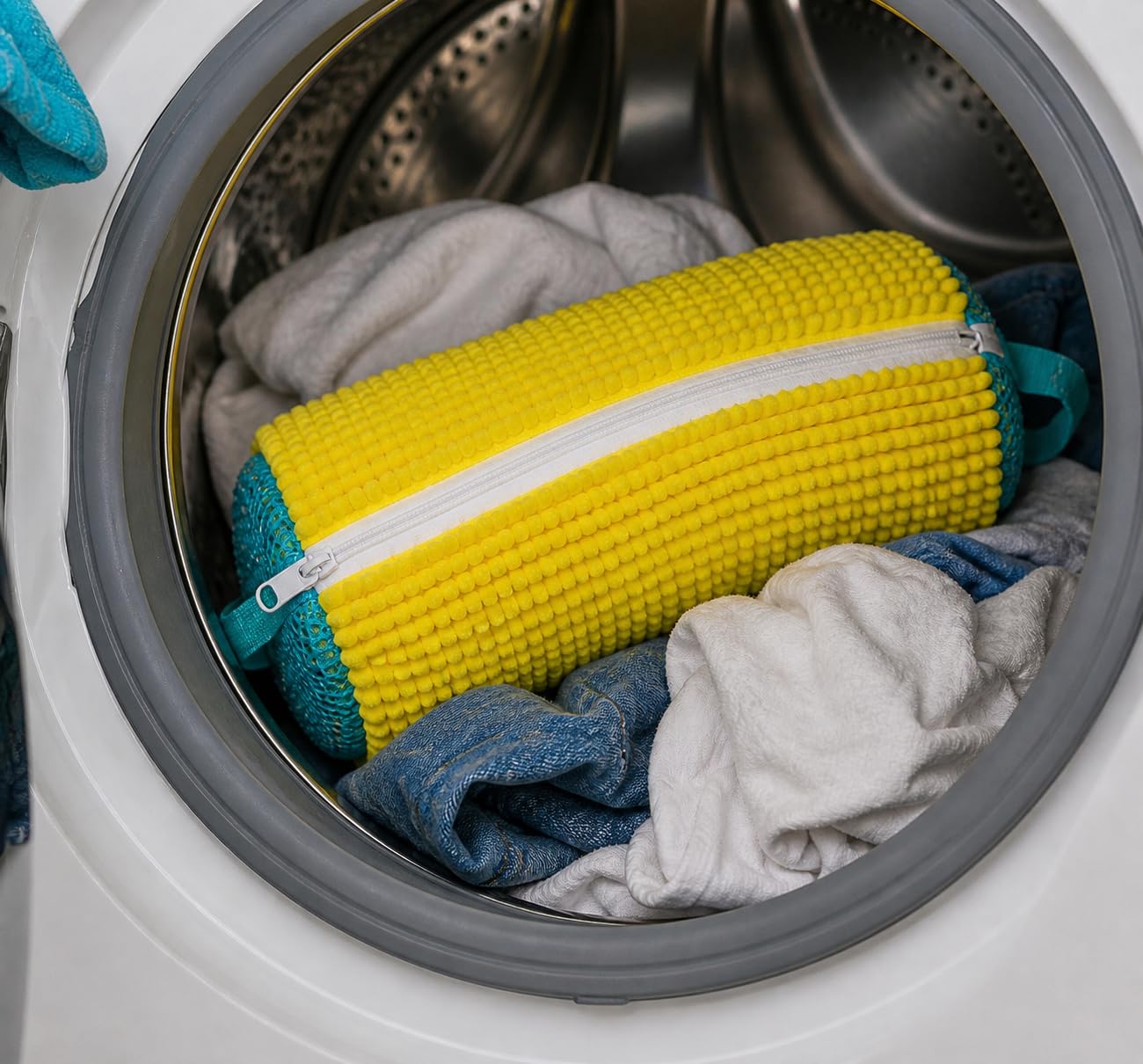 Orret Home Mikrofiber Ayakkabı Yıkama Filesi Fermuarlı Ayakkabı Yıkama Torbası Makarna Tasarım Çamaşır Makinesi Koruyucu Yıkama Çantası 1 Adet (ASORTİ RENK)