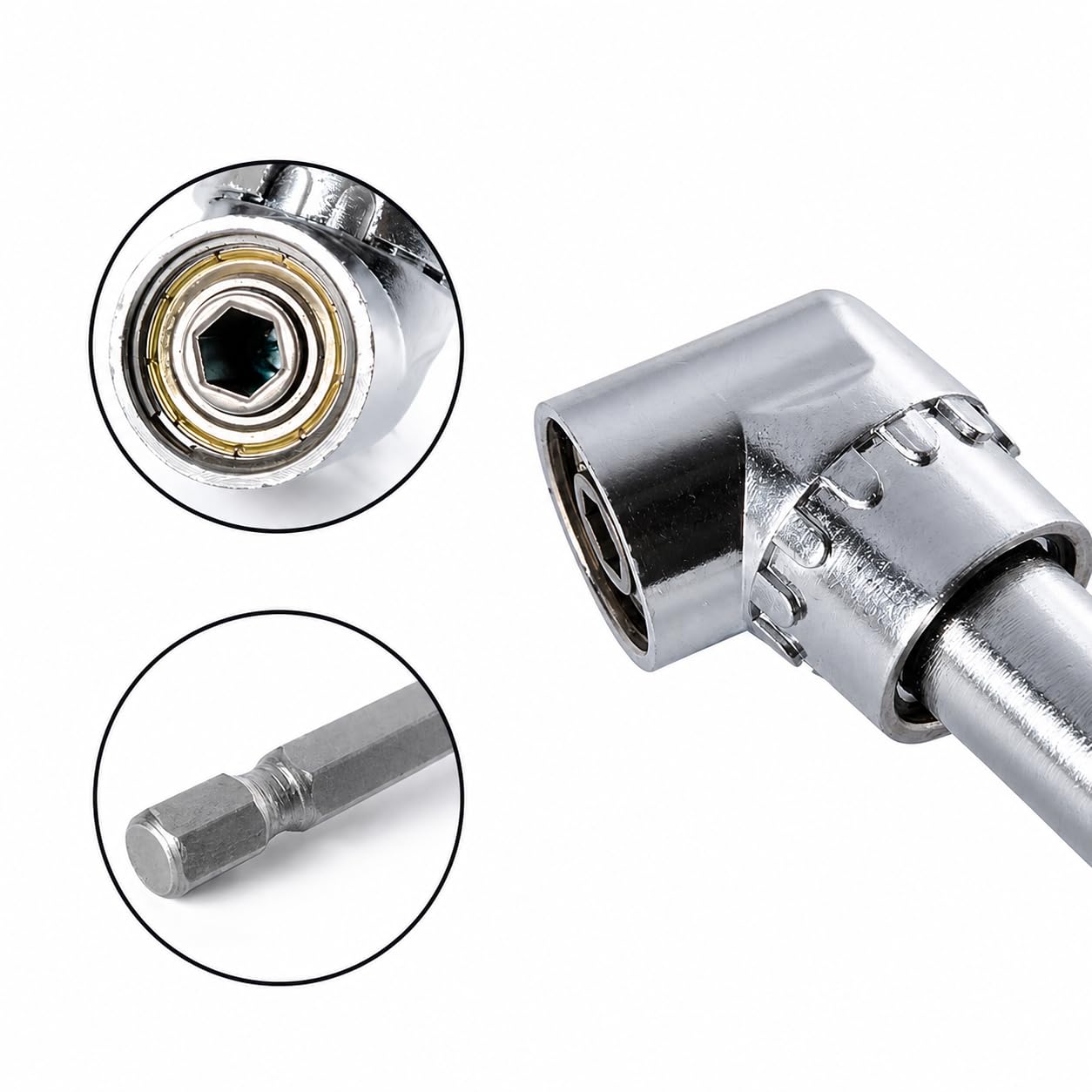 Orret Home 90 Derece Vidalama Köşe Adaptörü 360° Döner Başlıklı Matkap Aparatı Dar Alan Vida Sıkma Ucu 6.35mm Hex Şaft Profesyonel Açılı Adaptör