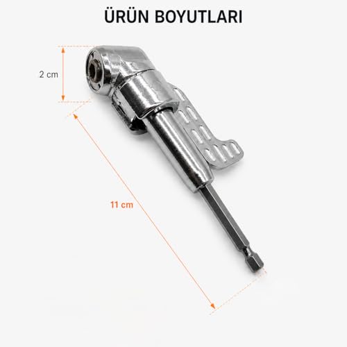 Orret Home 90 Derece Vidalama Köşe Adaptörü 360° Döner Başlıklı Matkap Aparatı Dar Alan Vida Sıkma Ucu 6.35mm Hex Şaft Profesyonel Açılı Adaptör