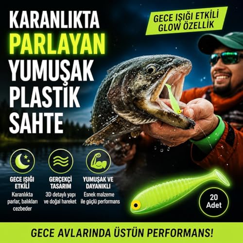 Valkyrie 20 Adet Fosforlu Silikon Balık Yemi 5cm – Gece Parlayan Glow Yapay Yem (Soft Lure)