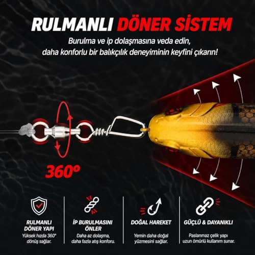Valkyrie 25 Adet Rulmanlı Döner Klips Coastlock Snap – 360° Paslanmaz Çelik Fırdöndü Set #6