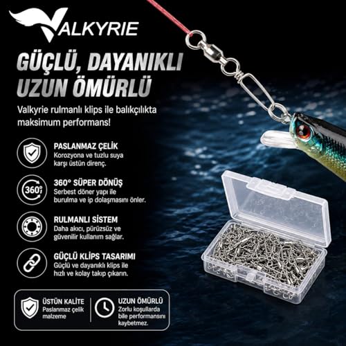 Valkyrie 25 Adet Rulmanlı Döner Klips Coastlock Snap – 360° Paslanmaz Çelik Fırdöndü Set #4