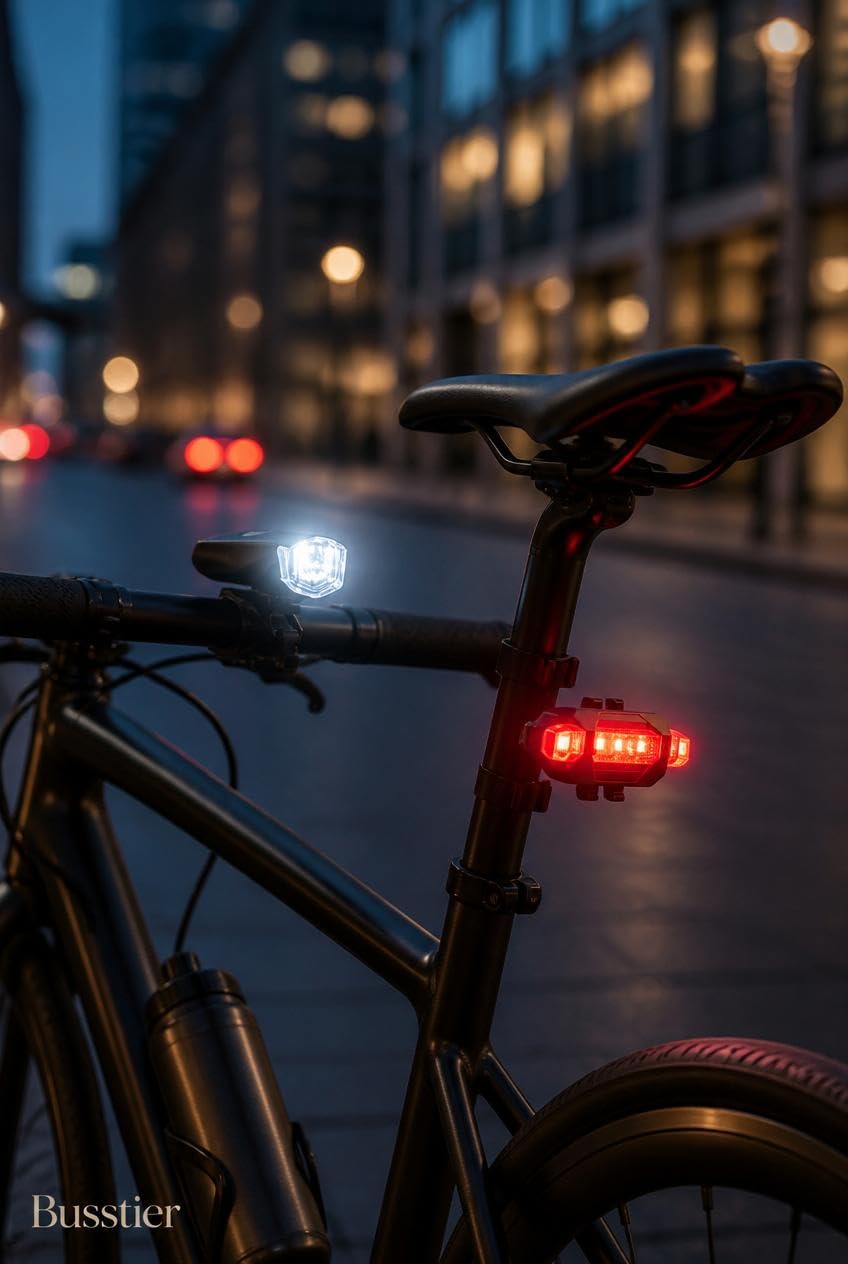 Busstier Bisiklet Işık Seti USB Şarjlı Ön Arka Bisiklet Farı 2’li LED Bisiklet Lambası Su Geçirmez 300 Lümen Stop Lambası Seti