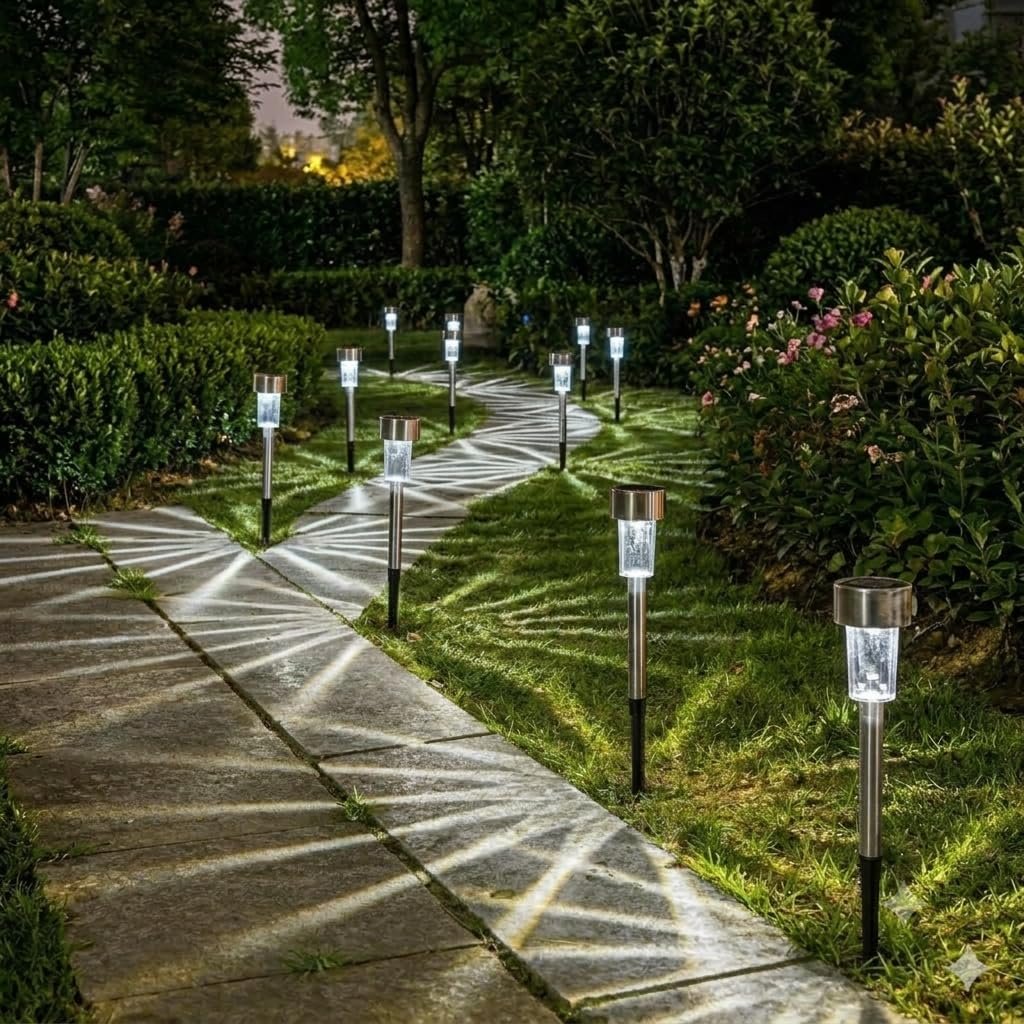 Senon 10'lu Metal Gövdeli Güneş Enerjili Led Bahçe Aydınlatması Solar Lamba Dekoratif Saplama Bahçe Yol Lambası