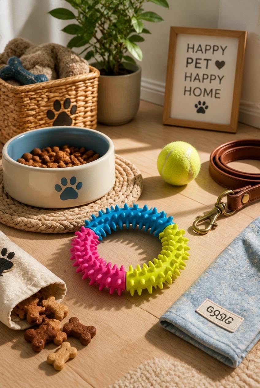 Busstier Köpek Diş Kaşıma Oyuncağı, Halka Formlu Çiğneme ve Oyun Oyuncağı, Diş Eti Masajı ve Günlük Aktivite İçin Dokulu Tasarım