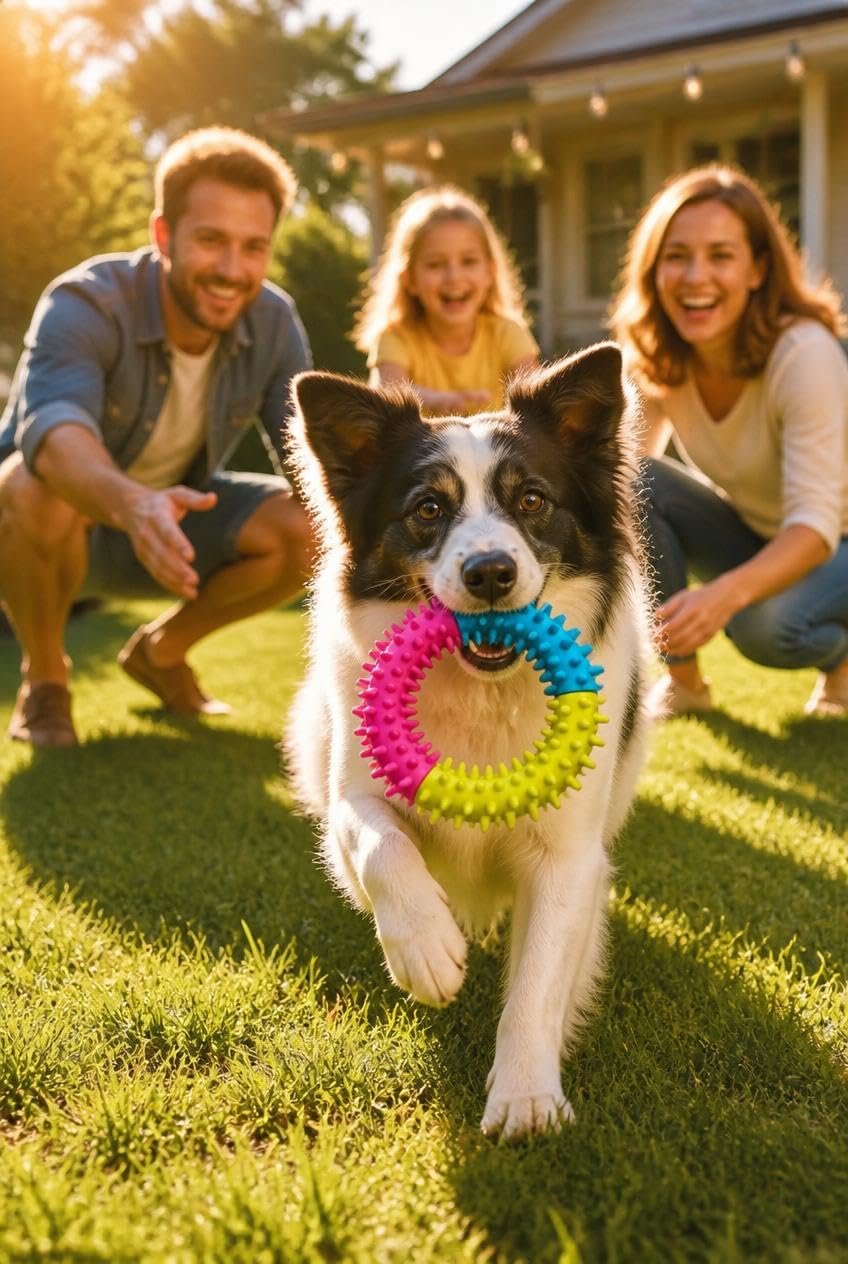 Busstier Köpek Diş Kaşıma Oyuncağı, Halka Formlu Çiğneme ve Oyun Oyuncağı, Diş Eti Masajı ve Günlük Aktivite İçin Dokulu Tasarım