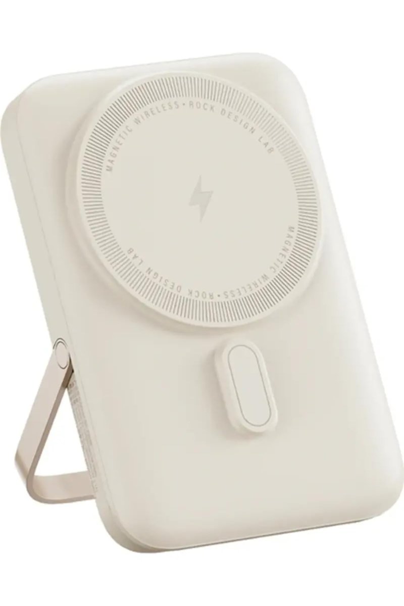 Rock P20 SE 10.000 mAh, PD 20W, MagSafe Standlı Powerbank, Bej