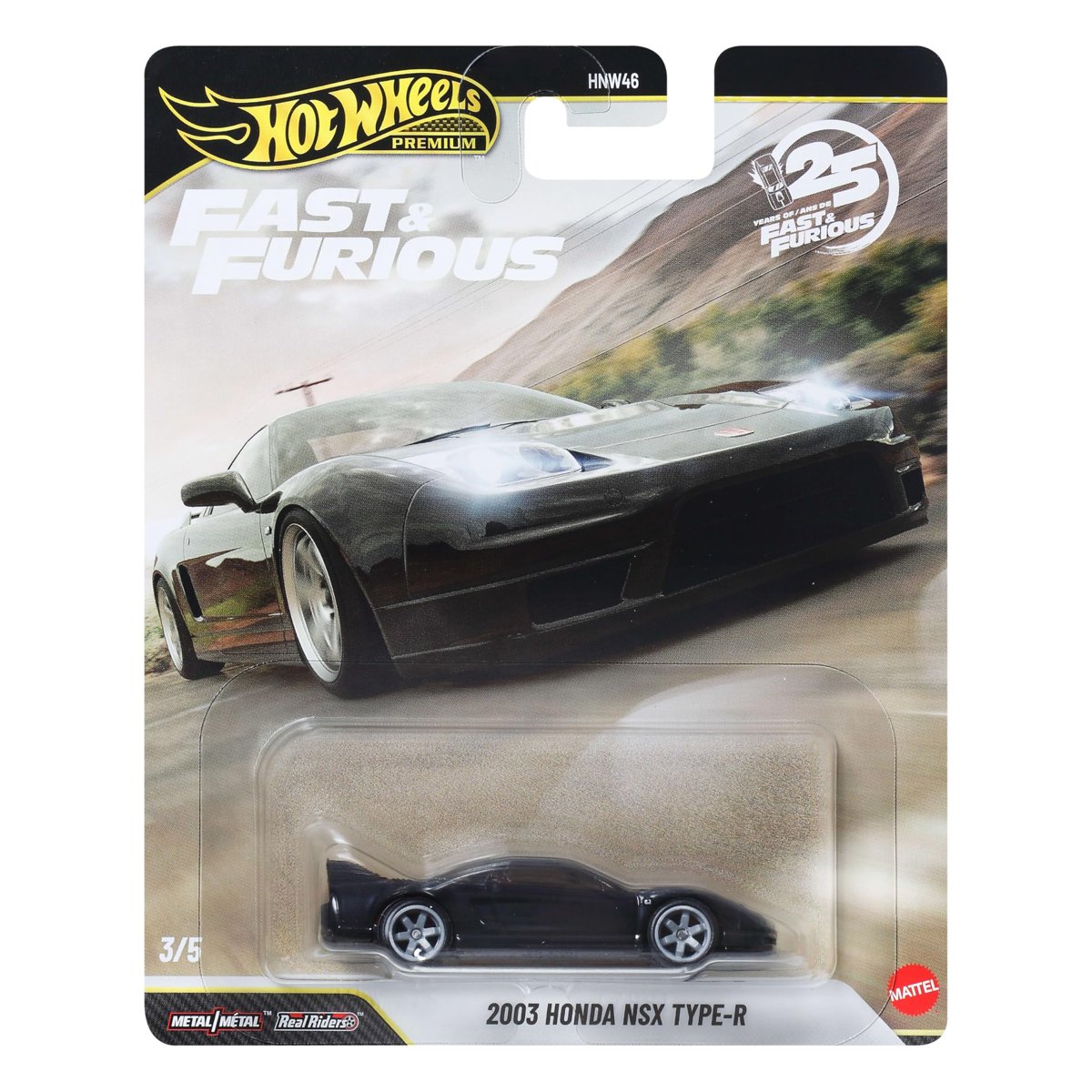 Hot Wheels Premium Fast & Furious 2003 Honda NSX Type-R, Die-Cast Model, JHW75 - HNW46 Koleksiyonluk Araba, Metal/Real Riders