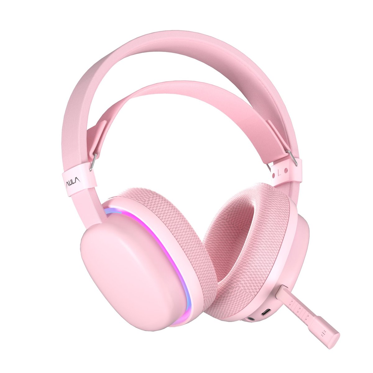Aula G7 Tri Mode Kablosuz RGB Gaming Mikrofonlu Oyuncu Kulaklığı 40mm Driver Gürültü Engelleyici Pembe
