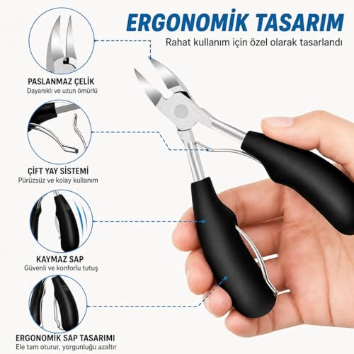 Valkyrie Profesyonel Batık Tırnak Makası Seti 5 Parça Paslanmaz Çelik Pedikür Seti B1pp