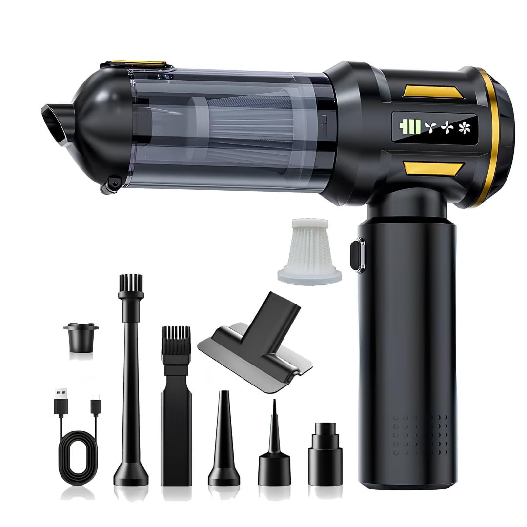 Hasuba Araç Süpürgesi 2in1 Kablosuz Güçlü Araç Süpürgesi ve Hava Üfleyici - 20000Pa Turbo Vakum Gücü, 3 Kademeli Fırçasız Motor, 8000 mAh Şarjlı Mini El Süpürgesi, HEPA Filtreli Araba Temizlik