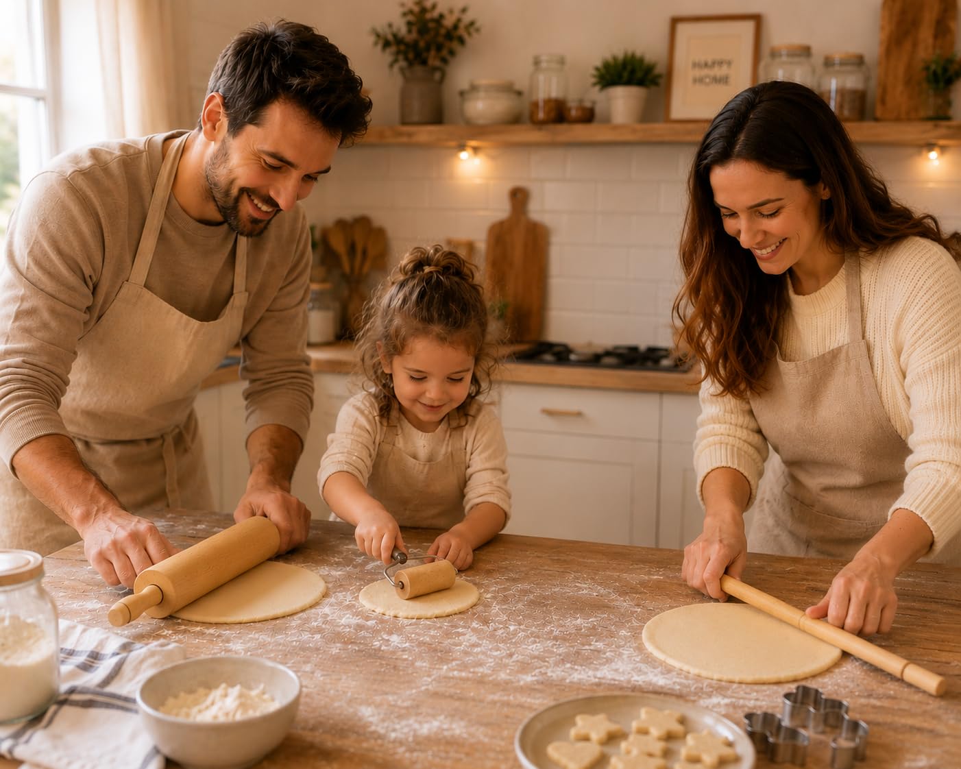 Orret Home Ahşap Oklava Merdane Seti 3 Parça, 45 cm Büyük Merdane, 45 cm Oklava, 17 cm Mini Merdane, Hamur Açma Seti, Doğal Ahşap Mutfak Gereci, Börek Baklava Mantı Pizza Kurabiye Pasta Hamuru Açma