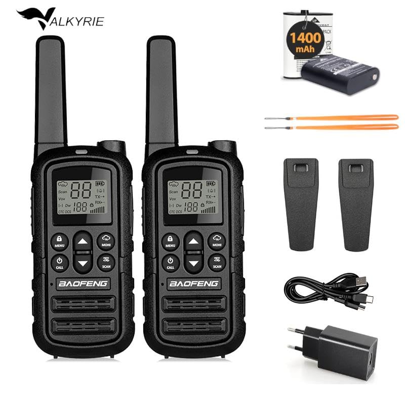 Valkyrie PMR Baofeng 2’li El Telsizi Seti – Lisanssız Kullanım, 22 Kanal, LED Fenerli, USB-C Şarj