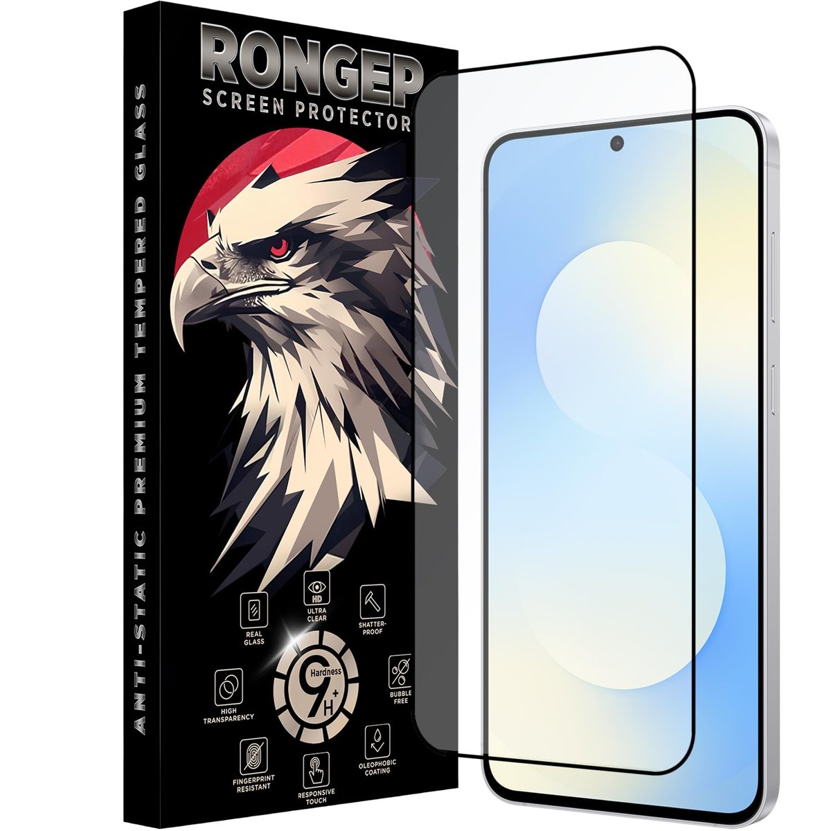Rongep [Full-Glass] Samsung Galaxy S25 FE için Ekran Koruyucu 9H Sertlikte Anti-Static Temperli S25 FE Ekran Görüntü ve Dokunmayı Etkilemeyen Çizik ve Darbelere Karşı Samsung S25 FE Ekran Koruyucu