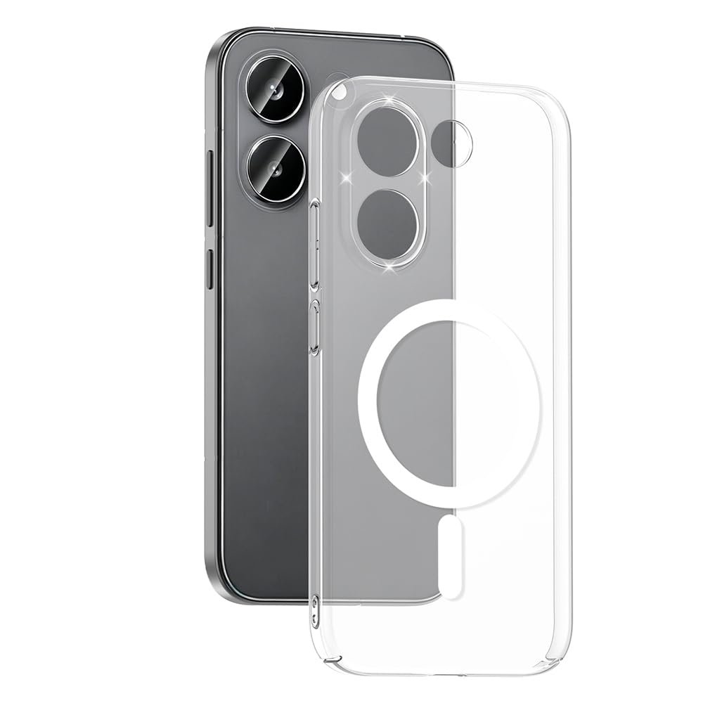Coverzone Xiaomi Poco X8 Pro ile uyumlu Şeffaf Kılıf MagSafe Uyumlu Güçlü Mıknatıslı Wireless Şarj Destekli Crystal Clear İnce Sert Arka Kapak Kamera Lens Korumalı Darbe Emici Kılıf