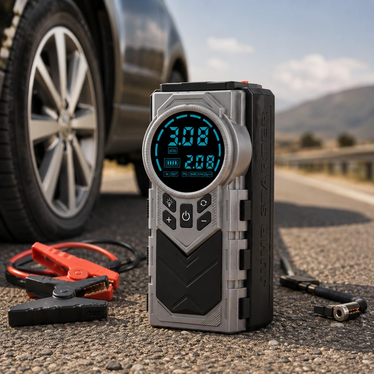 Orret Home 8000 mAh Şarjlı Hava Kompresörü Dijital Lastik Şişirme Pompası Akü Takviye Powerbank LED El Feneri Type-C Araç Bisiklet Top Havuz İçin Kompresör