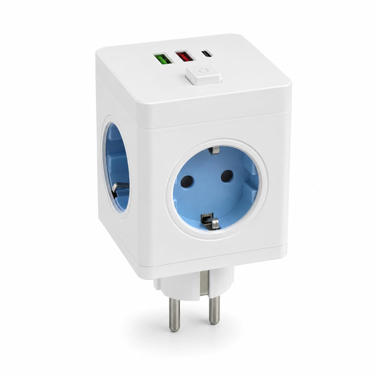 Orret Home 4'lü Akıllı Duvar Prizi 2 USB 1 Type-C Girişli Akım Korumalı Anahtarlı Çoklu Priz Küp USB Şarjlı Topraklamalı Çoklayıcı Priz Adaptörü