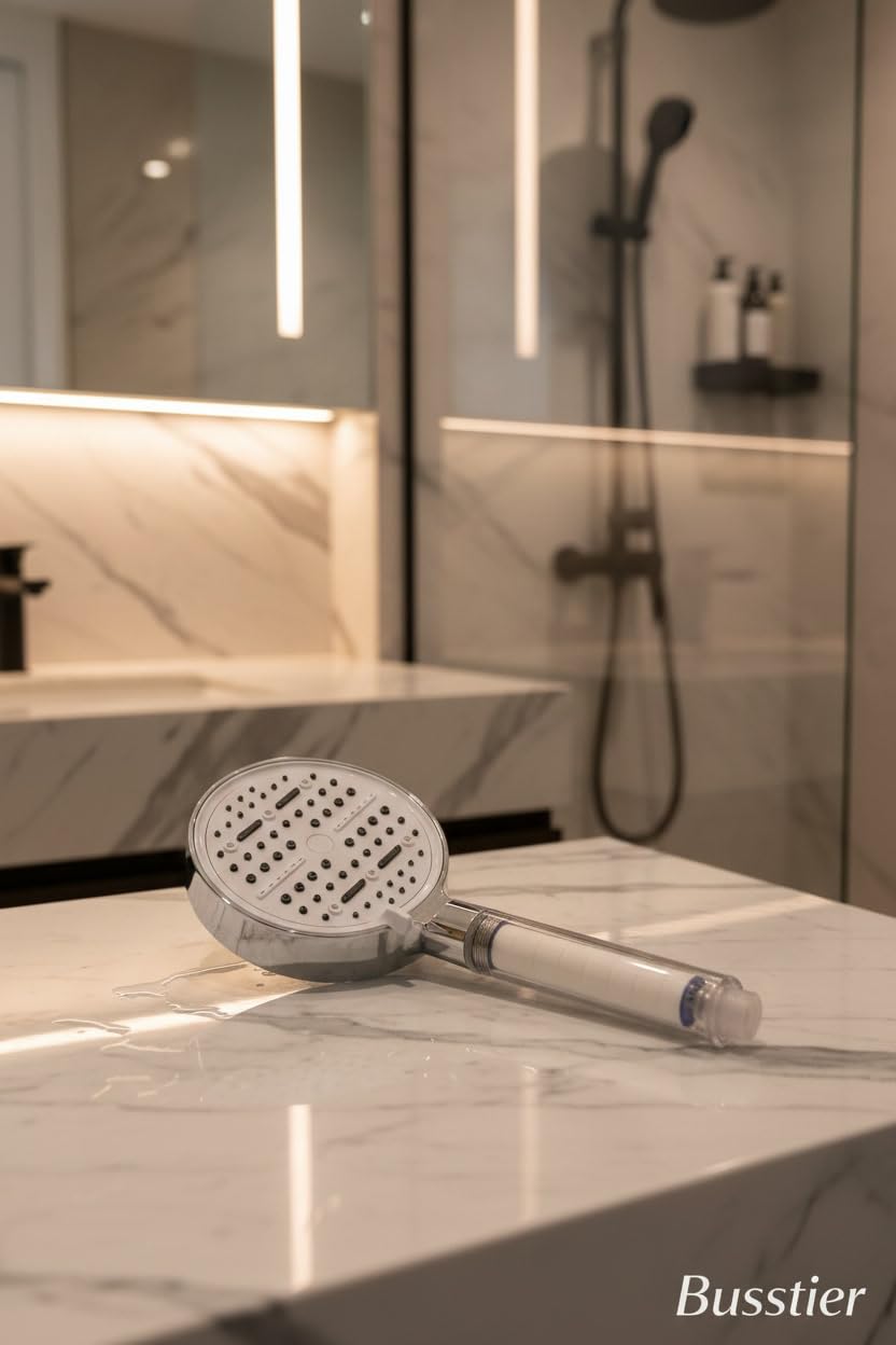 Busstier Krom Filtreli Duş Başlığı 6 Modlu Yüksek Basınçlı Tasarruflu El Duşu Kireç Önleyici Mineral Filtreli Banyo Duş Başlığı 12,5 cm Geniş Başlıklı Evrensel Uyumlu